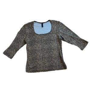 Leopard Print Women's Blouse 3/4 Sleeve Large